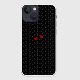 Чехол для iPhone 13 mini с принтом уточки в Курске,  |  | black | doodle | white | белое | забавно | минимализм | птицы | текст | утки | черное
