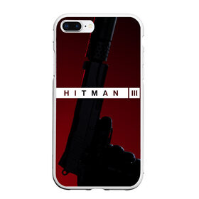 Чехол для iPhone 7Plus/8 Plus матовый с принтом Hitman III в Курске, Силикон | Область печати: задняя сторона чехла, без боковых панелей | hitman | hitman 3 | hitman iii | красный | надпись | пистолет | хитман | хитман 3