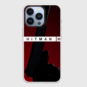 Чехол для iPhone 13 Pro с принтом Hitman III в Курске,  |  | Тематика изображения на принте: hitman | hitman 3 | hitman iii | красный | надпись | пистолет | хитман | хитман 3