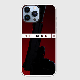 Чехол для iPhone 13 Pro Max с принтом Hitman III в Курске,  |  | Тематика изображения на принте: hitman | hitman 3 | hitman iii | красный | надпись | пистолет | хитман | хитман 3