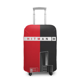 Чехол для чемодана 3D с принтом Hitman III - Город в Курске, 86% полиэфир, 14% спандекс | двустороннее нанесение принта, прорези для ручек и колес | hitman | hitman 3 | hitman iii | город | красный | надпись | половина | хитман | хитман 3 | черный