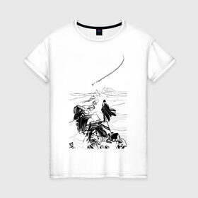 Женская футболка хлопок с принтом Падение в Курске, 100% хлопок | прямой крой, круглый вырез горловины, длина до линии бедер, слегка спущенное плечо | падение | пустыня | самолет | скалы | человек