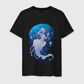 Мужская футболка хлопок с принтом Jellyfish mermaid в Курске, 100% хлопок | прямой крой, круглый вырез горловины, длина до линии бедер, слегка спущенное плечо. | jellyfish | mermaid | sea | медузы | морское | подводный мир | русалка