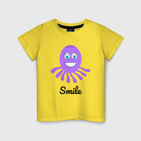 Детская футболка хлопок с принтом Осьминожка в Курске, 100% хлопок | круглый вырез горловины, полуприлегающий силуэт, длина до линии бедер | животное | минимализм | мультик | осьминог | текст