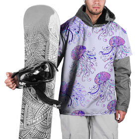 Накидка на куртку 3D с принтом Узор Медуза в Курске, 100% полиэстер |  | Тематика изображения на принте: завитушки | медуза | море | морской | паттерн | розовый | узор | фиолетовый
