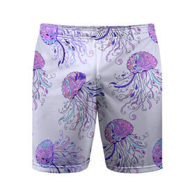 Мужские шорты спортивные с принтом Узор Медуза в Курске,  |  | завитушки | медуза | море | морской | паттерн | розовый | узор | фиолетовый