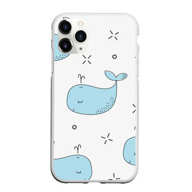 Чехол для iPhone 11 Pro матовый с принтом Маленькие киты в Курске, Силикон |  | Тематика изображения на принте: детский | кит | маленький | море | морской | прикольный | рисунок | рыбы | скетч