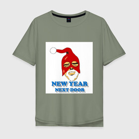 Мужская футболка хлопок Oversize с принтом Gachimuchi New Year в Курске, 100% хлопок | свободный крой, круглый ворот, “спинка” длиннее передней части | Тематика изображения на принте: art | gachi | new year | van | ван | гачи | мем