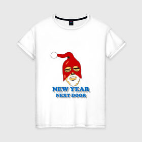 Женская футболка хлопок с принтом Gachimuchi New Year в Курске, 100% хлопок | прямой крой, круглый вырез горловины, длина до линии бедер, слегка спущенное плечо | art | gachi | new year | van | ван | гачи | мем