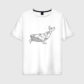 Женская футболка хлопок Oversize с принтом Графический кит в Курске, 100% хлопок | свободный крой, круглый ворот, спущенный рукав, длина до линии бедер
 | графика | кит | линии | морской | рисунок | узор