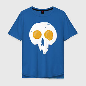 Мужская футболка хлопок Oversize с принтом Череп-глазунья в Курске, 100% хлопок | свободный крой, круглый ворот, “спинка” длиннее передней части | еда | желток | завтрак | яичница | яйцо