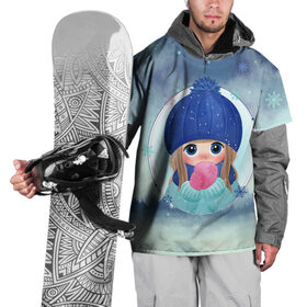 Накидка на куртку 3D с принтом Winter girl в Курске, 100% полиэстер |  | new year | арт | графика | дед мороз | зима | новый год | рождество | санта