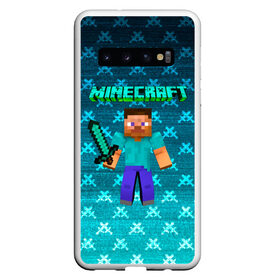 Чехол для Samsung Galaxy S10 с принтом Minecraft в Курске, Силикон | Область печати: задняя сторона чехла, без боковых панелей | minecraft | алекс | белый | блоки | ведьма | взрывчатка | визера | волк | гаст | добывать | дракон | зеленый куб | зомби | игра | крафт | крипер | кубики | лошадка | майн | майнкрафт | манкрафт | овечка | оцелот