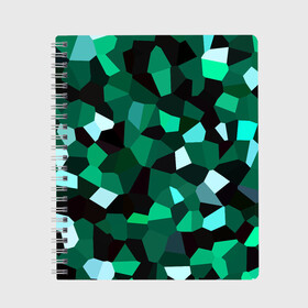 Тетрадь с принтом Имеральд в Курске, 100% бумага | 48 листов, плотность листов — 60 г/м2, плотность картонной обложки — 250 г/м2. Листы скреплены сбоку удобной пружинной спиралью. Уголки страниц и обложки скругленные. Цвет линий — светло-серый
 | camouflage | casual style | geometry | green | hexagon | polygonal | stripes | texture | гексагон | геометрические | геометрия | городской | изумруд | камуфляж | кристаллы | милитари | мозаика | объемный | повседневный | полигон