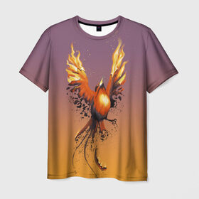 Мужская футболка 3D с принтом Феникс и зола в Курске, 100% полиэфир | прямой крой, круглый вырез горловины, длина до линии бедер | fire | flame | зола | огонь | птица | феникс | яйцо