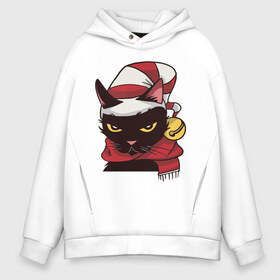 Мужское худи Oversize хлопок с принтом Christmas Cat в Курске, френч-терри — 70% хлопок, 30% полиэстер. Мягкий теплый начес внутри —100% хлопок | боковые карманы, эластичные манжеты и нижняя кромка, капюшон на магнитной кнопке | Тематика изображения на принте: animal | art | cat | christmas | christmas cat | kitty | new year | арт | животное | кот | котик | кошка | новогодний кот | новый год | рождество