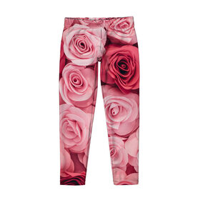 Детские леггинсы 3D с принтом Розовые Розы в Курске, полиэстер 85%, спандекс 15% | эластичный пояс, зауженный крой | pink | rose | день святого валентина | красивый | любовь | прекрасный | роза | цветок | цветы