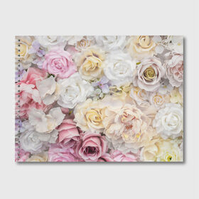 Альбом для рисования с принтом Нежные Цветы в Курске, 100% бумага
 | матовая бумага, плотность 200 мг. | белый | розовый | розы | сирень | цветок