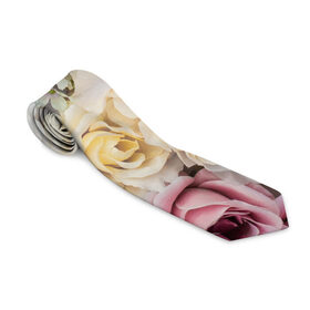 Галстук 3D с принтом Нежные Цветы в Курске, 100% полиэстер | Длина 148 см; Плотность 150-180 г/м2 | Тематика изображения на принте: белый | розовый | розы | сирень | цветок
