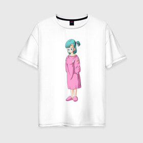 Женская футболка хлопок Oversize с принтом Bulma Dragon Ball в Курске, 100% хлопок | свободный крой, круглый ворот, спущенный рукав, длина до линии бедер
 | anime | anime and manga | anime girl | kawaii | manga | waifu | аниме | аниме и манга | вайфу | девушка | кавай | манга