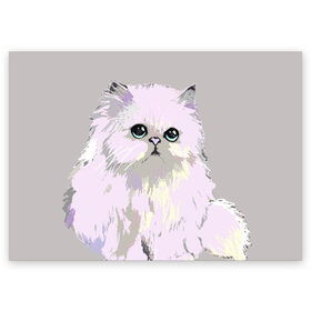 Поздравительная открытка с принтом Пушистый милый кот с грустным взглядом в Курске, 100% бумага | плотность бумаги 280 г/м2, матовая, на обратной стороне линовка и место для марки
 | забавно | котята | няшно | цитата
