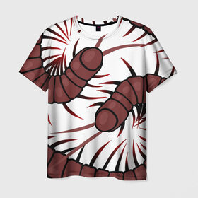 Мужская футболка 3D с принтом Гигантские сколопендры в Курске, 100% полиэфир | прямой крой, круглый вырез горловины, длина до линии бедер | centipede | insect | scolopendra | многоножка | насекомое | сороконожка