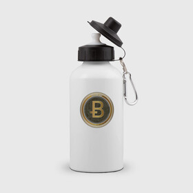 Бутылка спортивная с принтом BITCOIN в Курске, металл | емкость — 500 мл, в комплекте две пластиковые крышки и карабин для крепления | bitcoin | btc | биткоин | валюта | деньги | криптовалюта