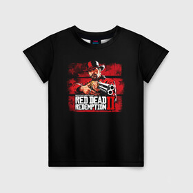 Детская футболка 3D с принтом red dead redemption 2 в Курске, 100% гипоаллергенный полиэфир | прямой крой, круглый вырез горловины, длина до линии бедер, чуть спущенное плечо, ткань немного тянется | action | red dead redemption 2 | rockstar games | вестерн | игра | ковбой | ружье | стрелялка | экшен