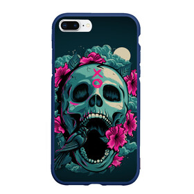 Чехол для iPhone 7Plus/8 Plus матовый с принтом Skull в Курске, Силикон | Область печати: задняя сторона чехла, без боковых панелей | skulls | xo | букет | градиент | животные | мозги | полосы | природа | птицы | розы | скелет | текстура | узор | хо | цветы | черепа | черный | яркий