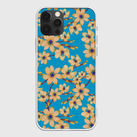 Чехол для iPhone 12 Pro Max с принтом Иксии на голубом фоне в Курске, Силикон |  | 8 марта | flowers | summer | весна | желтый | иксии | лето | праздник | природа | растения | цветы