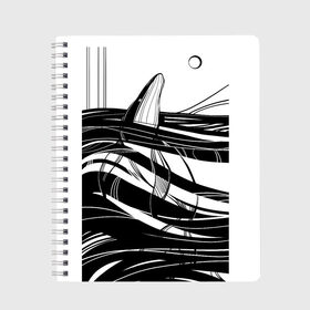 Тетрадь с принтом Кит в Курске, 100% бумага | 48 листов, плотность листов — 60 г/м2, плотность картонной обложки — 250 г/м2. Листы скреплены сбоку удобной пружинной спиралью. Уголки страниц и обложки скругленные. Цвет линий — светло-серый
 | whale | кит | море | ночь