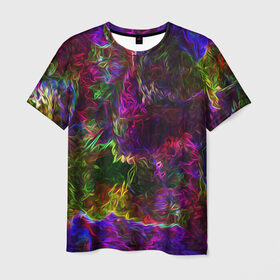 Мужская футболка 3D с принтом Энергия в красках в Курске, 100% полиэфир | прямой крой, круглый вырез горловины, длина до линии бедер | abstract | color | energy | gradient | neon | pattern | space | texture | абстрактный | абстракция | волны | всплеск | градиент | дым | искусство | космические | краски | красочный | неон | неоновый | сияние | текстура | туман