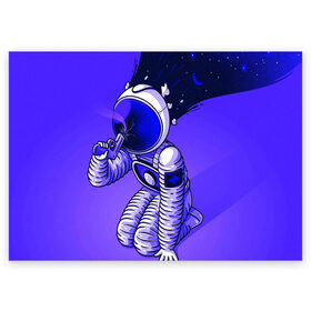 Поздравительная открытка с принтом Космонавт в Курске, 100% бумага | плотность бумаги 280 г/м2, матовая, на обратной стороне линовка и место для марки
 | cosmonavt | galaxy | nasa | nebula | space | star | абстракция | астронавт | вселенная | галактика | звезда | звезды | космический | космонавт | наса | планеты | скафандр