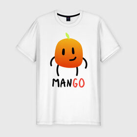 Мужская футболка хлопок Slim с принтом МанГо в Курске, 92% хлопок, 8% лайкра | приталенный силуэт, круглый вырез ворота, длина до линии бедра, короткий рукав | маскот | персонаж | тропика | улыбка | фрукт