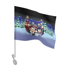Флаг для автомобиля с принтом ЮЖНЫЙ ПАРК в Курске, 100% полиэстер | Размер: 30*21 см | south park | ubisoft | woodland critter christmas | кенни | мультсериал | стэн | южный парк