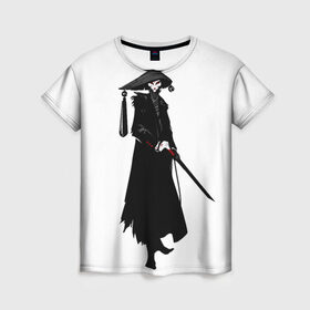 Женская футболка 3D с принтом Самурай в Курске, 100% полиэфир ( синтетическое хлопкоподобное полотно) | прямой крой, круглый вырез горловины, длина до линии бедер | демон | катана | меч | неко | самурай