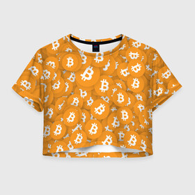 Женская футболка Crop-top 3D с принтом Я БИТКОИН / I AM BITCOIN в Курске, 100% полиэстер | круглая горловина, длина футболки до линии талии, рукава с отворотами | Тематика изображения на принте: bitcoin | btc | биткоин | валюта | деньги | криптовалюта
