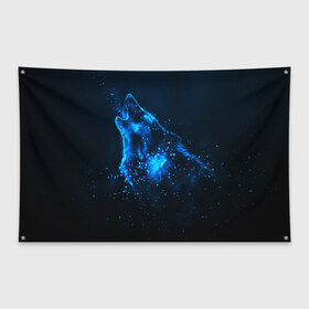 Флаг-баннер с принтом Космический Волк в Курске, 100% полиэстер | размер 67 х 109 см, плотность ткани — 95 г/м2; по краям флага есть четыре люверса для крепления | wolf | волк | волки | волчица | животные | одинокий волк