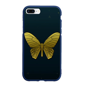 Чехол для iPhone 7Plus/8 Plus матовый с принтом Butterfly в Курске, Силикон | Область печати: задняя сторона чехла, без боковых панелей | бабочка | геомеирический | золотой | темный фон