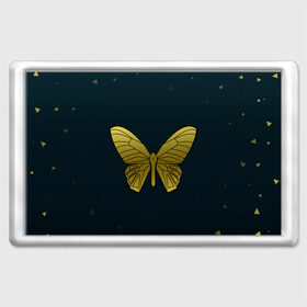 Магнит 45*70 с принтом Butterfly в Курске, Пластик | Размер: 78*52 мм; Размер печати: 70*45 | бабочка | геомеирический | золотой | темный фон