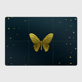 Магнитный плакат 3Х2 с принтом Butterfly в Курске, Полимерный материал с магнитным слоем | 6 деталей размером 9*9 см | бабочка | геомеирический | золотой | темный фон