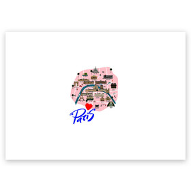 Поздравительная открытка с принтом Париж в Курске, 100% бумага | плотность бумаги 280 г/м2, матовая, на обратной стороне линовка и место для марки
 | paris | достопримечательности | карта | париж | путешествия | франция | эйфелева башня | я люблю париж