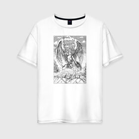 Женская футболка хлопок Oversize с принтом Celestial в Курске, 100% хлопок | свободный крой, круглый ворот, спущенный рукав, длина до линии бедер
 | angel | celestial | fantasy | warrior | ангел | воительница | небесная | руны | средневековье | фэнтези