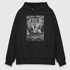 Мужское худи Oversize хлопок с принтом Celestial black в Курске, френч-терри — 70% хлопок, 30% полиэстер. Мягкий теплый начес внутри —100% хлопок | боковые карманы, эластичные манжеты и нижняя кромка, капюшон на магнитной кнопке | angel | celestial | fantasy | warrior | ангел | воительница | небесная | руны | средневековье | фэнтези