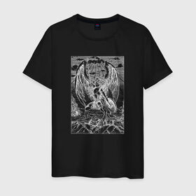 Мужская футболка хлопок с принтом Celestial black в Курске, 100% хлопок | прямой крой, круглый вырез горловины, длина до линии бедер, слегка спущенное плечо. | angel | celestial | fantasy | warrior | ангел | воительница | небесная | руны | средневековье | фэнтези