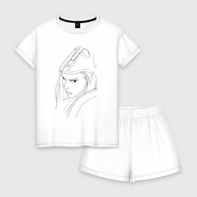Женская пижама с шортиками хлопок с принтом Warrior woman в Курске, 100% хлопок | футболка прямого кроя, шорты свободные с широкой мягкой резинкой | fantasy | warrior | античность | воительница | доспехи | фэнтези