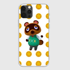 Чехол для iPhone 12 Pro с принтом Animal crossing - Nook в Курске, силикон | область печати: задняя сторона чехла, без боковых панелей | Тематика изображения на принте: animal crossing | nook | детский | желтый | игра | компьютерный | кроссинг | монеты | нок | нук | персонаж | подарок | том нук | узор | энимал кросинг