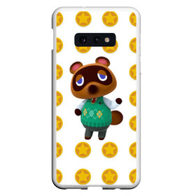 Чехол для Samsung S10E с принтом Animal crossing - Nook в Курске, Силикон | Область печати: задняя сторона чехла, без боковых панелей | Тематика изображения на принте: animal crossing | nook | детский | желтый | игра | компьютерный | кроссинг | монеты | нок | нук | персонаж | подарок | том нук | узор | энимал кросинг