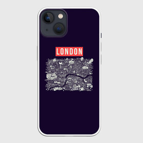 Чехол для iPhone 13 с принтом LONDON в Курске,  |  | london | англия | биг бен | великобритания | достопримечательности | карта | литературная карта | лондон | путешествия | твист | чарли чаплин | шерлок холмс | я люблю лондон