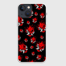 Чехол для iPhone 13 mini с принтом SAMURAI 2077 PATTERN в Курске,  |  | Тематика изображения на принте: 2019 | cd project red | cyberpunk 2077 | cyberpunk fashion | hacker | keanu reeves | maelstrom | militech | night city | quadra | samurai | samurai cyberpunk 2077 | sci fi | trauma team | v | ви | киану ривз | киберпанк 2077 | логотип | роб